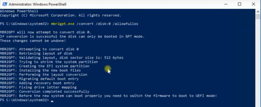 Inaccessible boot device Windows PowerShell